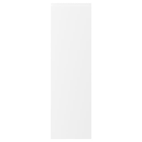 VOXTORP white kitchen cabinet door; modern minimalist design, integrated handles, matt surface.