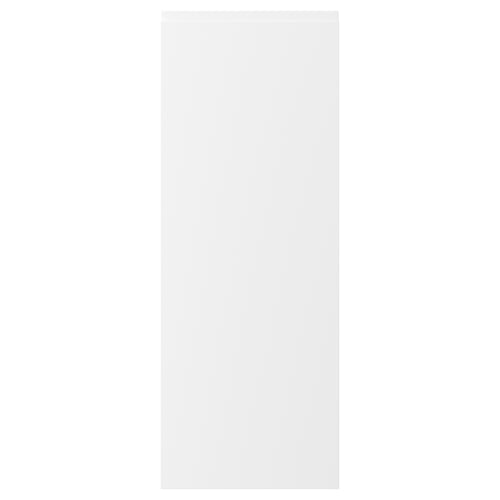 VOXTORP white cabinet door, smooth modern look, integrated handle, 25 year warranty, particleboard material.