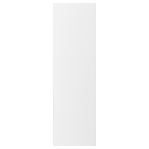 VOXTORP matte white kitchen cabinet door with integrated handles. Minimalist design for modern look.