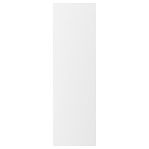VOXTORP matte white kitchen cabinet door with integrated handles. Minimalist design for modern look.