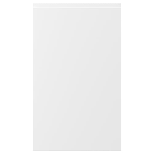 VOXTORP white cabinet door with sleek, minimalist design and integrated handles. .