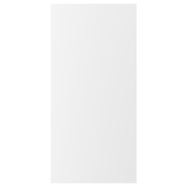 VOXTORP white kitchen door, modern style, integrated handles, particleboard material.
