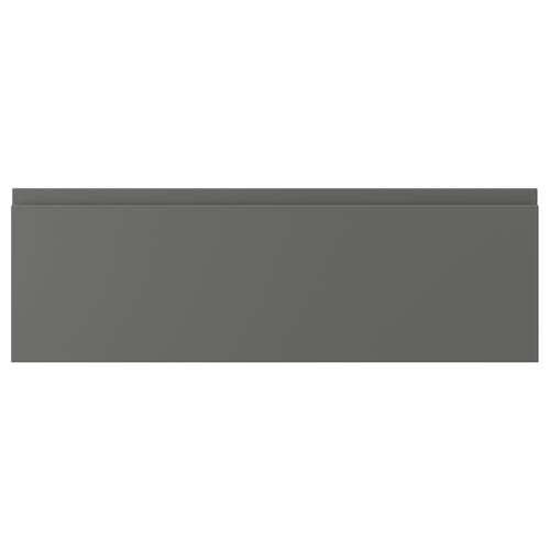 Dark grey, smooth drawer front with minimalist design, no visible handles.