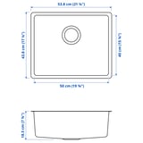 VRESJÖN Inset sink, 1 bowl, stainless steel, 54x44 cm