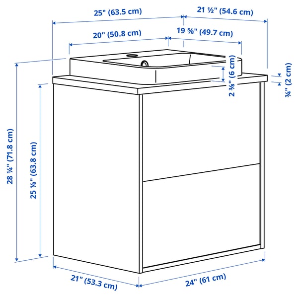 ÄNGSJÖN / BACKSJÖN Mueble de lavabo con cajones/lavabo