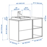ÄNGSJÖN / BACKSJÖN Mueble de lavabo/lavabo, efecto roble/blanco efecto mármol, 125x55x72 cm
