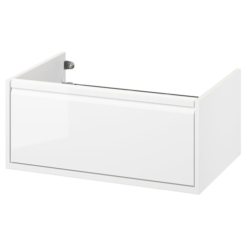 ÄNGSJÖN Mueble de lavabo con cajón, alto brillo blanco, 76x53x33 cm