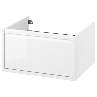 ÄNGSJÖN Mueble de lavabo con cajón, alto brillo blanco, 61x53x33 cm
