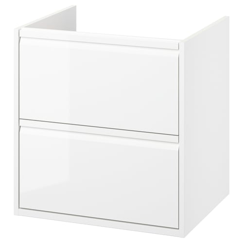 ÄNGSJÖN Mueble lavabo con cajones, alto brillo blanco, 61x53x64 cm