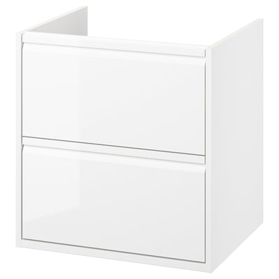 ÄNGSJÖN Mueble lavabo con cajones, alto brillo blanco, 61x53x64 cm