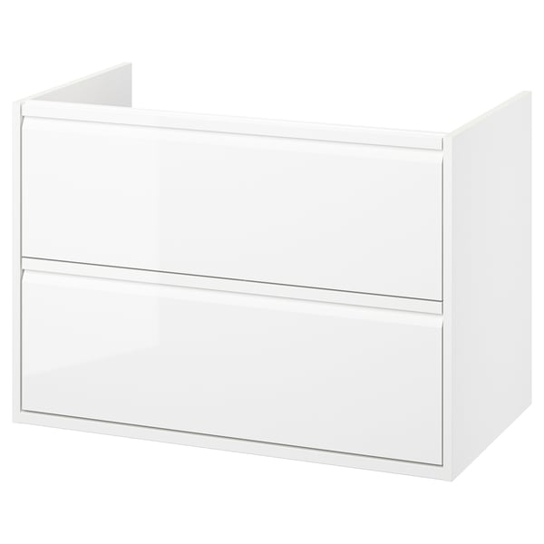 ÄNGSJÖN Mueble lavabo con cajones, alto brillo blanco, 91x53x64 cm