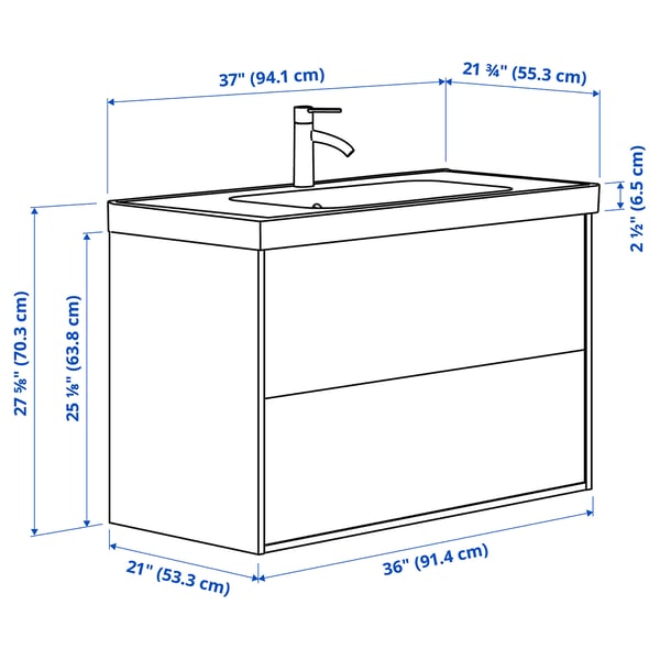 ÄNGSJÖN / ORRSJÖN Mueble de lavabo con cajones/lavabo