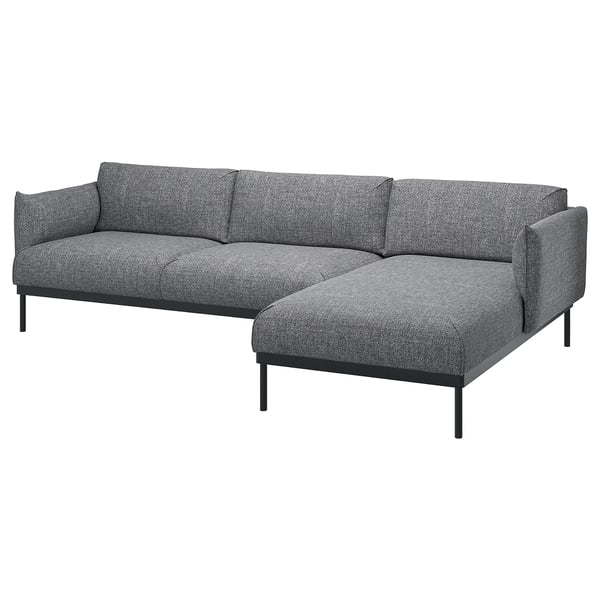 ÄPPLARYD Sofá 3 plazas con chaise, Lejde gris/negro