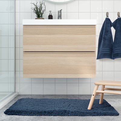 ALMTJÄRN Tapete de baño, azul oscuro, 60x90 cm