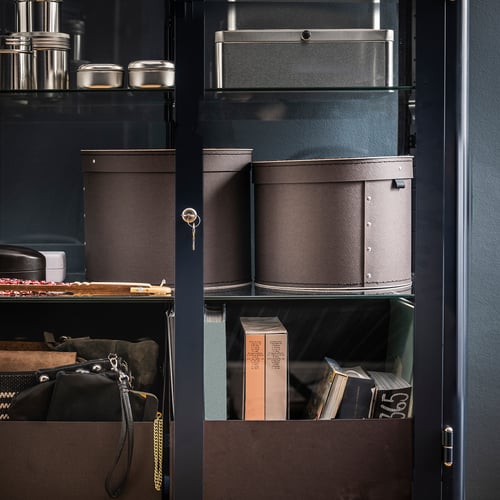 ANILINARE Caja para almacenaje con tapa 2 pz, café oscuro - IKEA