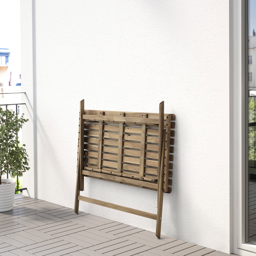 ASKHOLMEN Mesa, exterior, plegable tinte café claro, 112x62 cm - IKEA