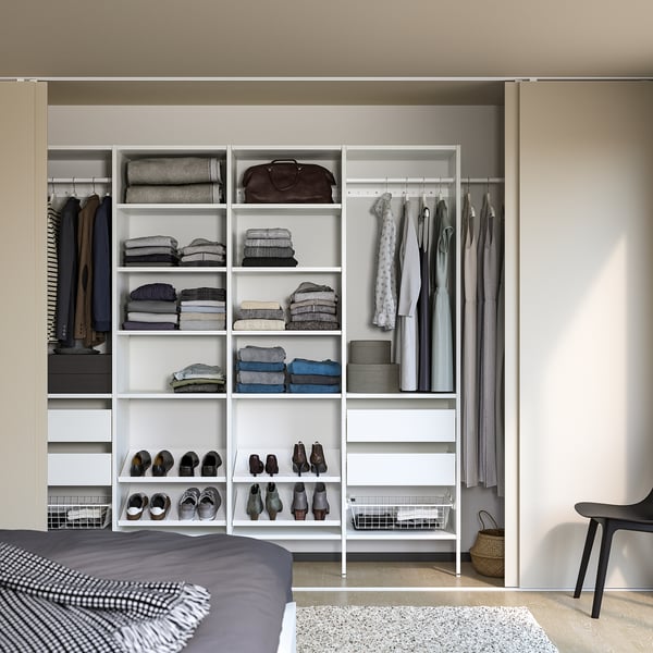 AURDAL Combinación de clóset, blanco, 302-337.5x40x221 cm