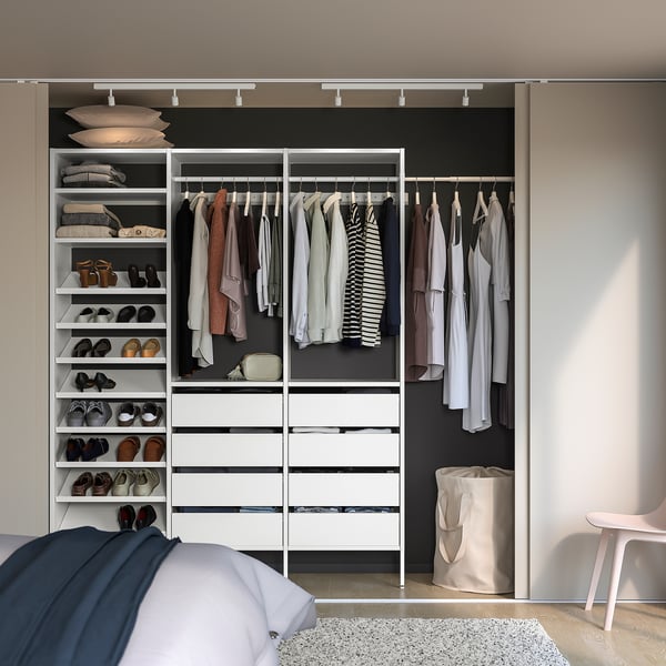 AURDAL Combinación de clóset, blanco, 242-275x40x221 cm