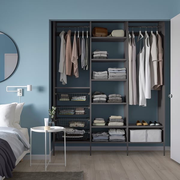 AURDAL Combinación de clóset, gris oscuro, 190x40x221 cm