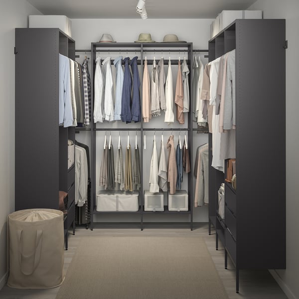 AURDAL Combinación de clóset, gris oscuro, 180-300x40x221 cm