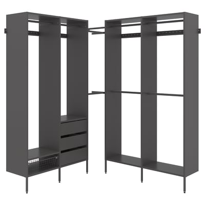 AURDAL Combinación de clóset, gris oscuro, 180-213x40x221 cm
