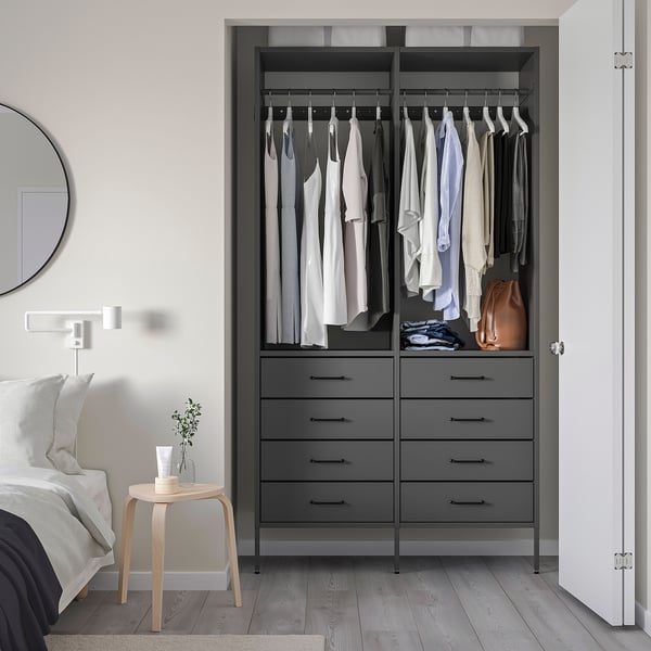 AURDAL Combinación de clóset, gris oscuro, 125x40x221 cm