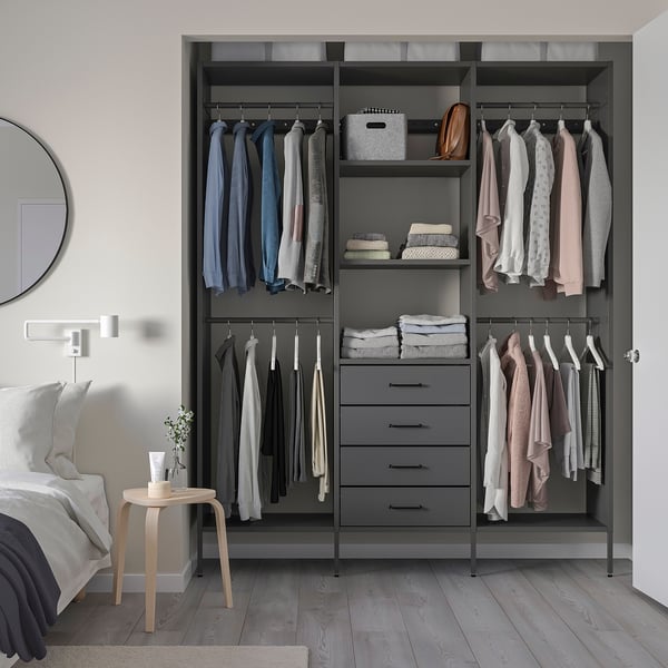 AURDAL Combinación de clóset, gris oscuro, 190x40x221 cm