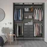 AURDAL Combinación de clóset, gris oscuro, 190x40x221 cm