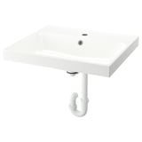 BACKSJÖN Lavabo con trampa de agua, blanco, 61x53 cm
