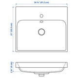 BACKSJÖN Lavabo con trampa de agua, blanco, 61x53 cm