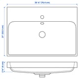 BACKSJÖN Lavabo con trampa de agua, blanco, 76x53 cm