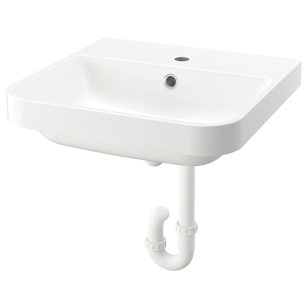 BACKSJÖN Lavabo semiempotrado+trampa agua, blanco, 51x50 cm