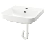 BACKSJÖN Lavabo semiempotrado+trampa agua, blanco, 51x50 cm