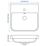 BACKSJÖN Lavabo semiempotrado+trampa agua, blanco, 51x50 cm