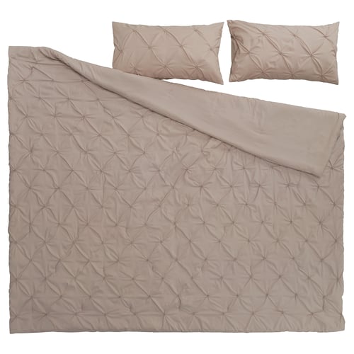 BÄGARKLOCKA Juego de edredón, beige grisáceo, King