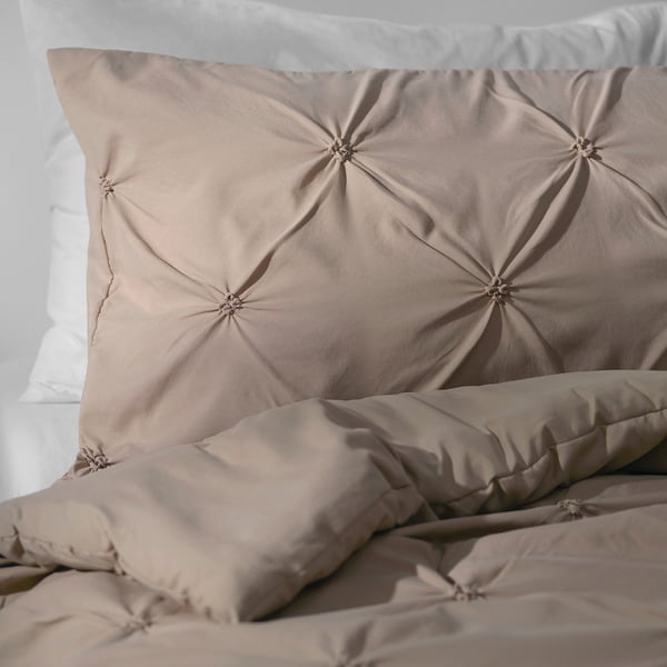 BÄGARKLOCKA Juego de edredón, beige grisáceo, Individual extra grande