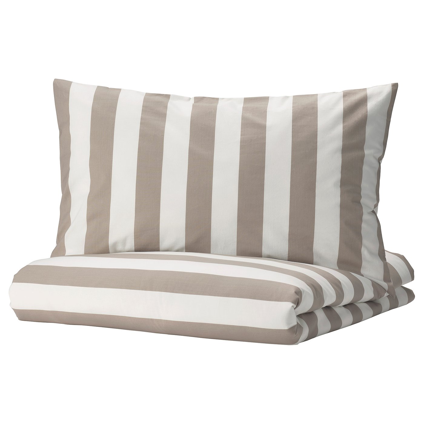 BÄRALM Funda nórdica con funda de almohada, blanco beige/raya
