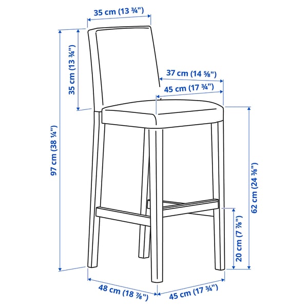 BERGMUND Estructura para silla alta, negro, 62 cm