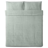 BERGPALM Funda nórdica +funda(s) de almohada, verde/raya, Matrimonial/queen
