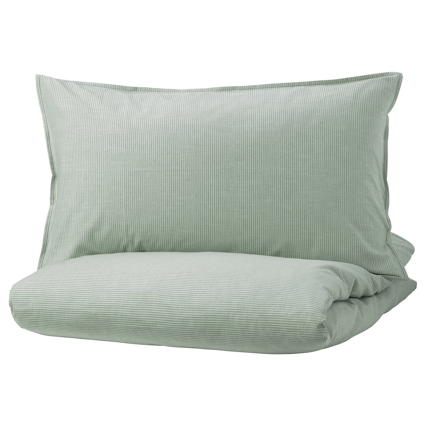 BERGPALM Funda nórdica +funda(s) de almohada, verde/raya