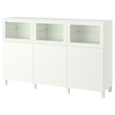 BESTÅ Almacenaje con puertas, blanco/Förvaltare blanco, 180x42x112 cm