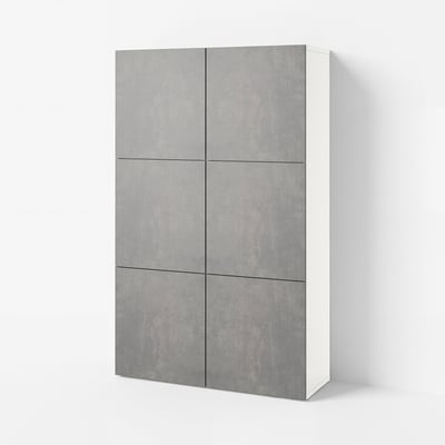 BESTÅ Almacenaje con puertas, blanco/Kallviken efecto cemento oscuro, 120x42x193 cm