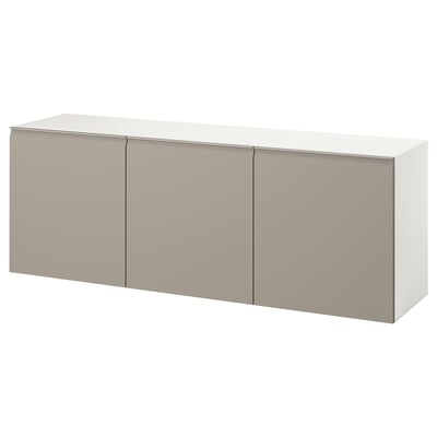 BESTÅ Combinación de gabinetes de pared, blanco/Hammarsmed beige, 180x42x64 cm