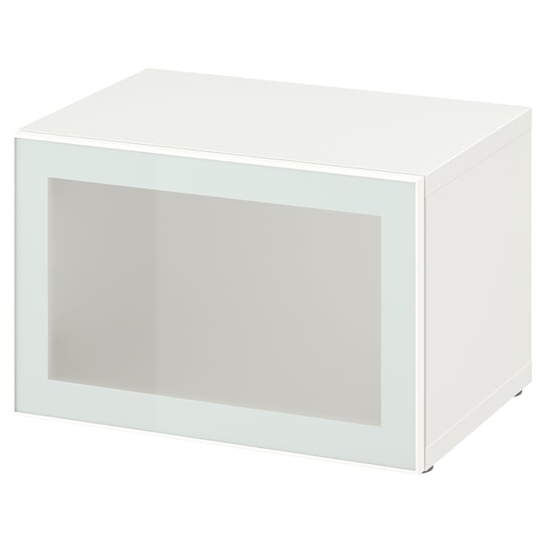 BESTÅ Estante con puerta de vidrio, blanco Glassvik/blanco/verde claro vidrio esmerilado, 60x42x38 cm