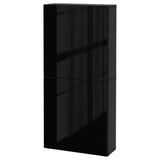 BESTÅ Gabinete de pared 2 puertas, negro-café/Selsviken alto brillo/negro, 60x22x128 cm