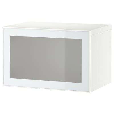 BESTÅ Gabinete de pared, blanco Glassvik/blanco/verde claro vidrio esmerilado, 60x42x38 cm