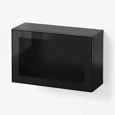 BESTÅ Gabinete de pared, negro-café Glassvik/negro vidrio incoloro, 60x22x38 cm