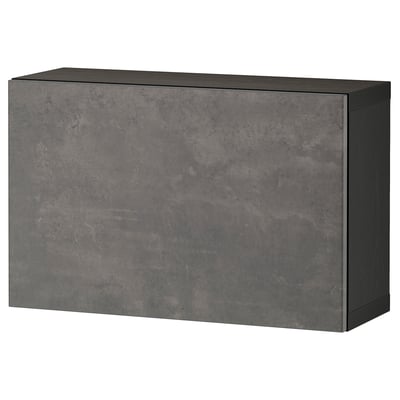 BESTÅ Gabinete de pared, negro-café/Kallviken gris oscuro, 60x22x38 cm