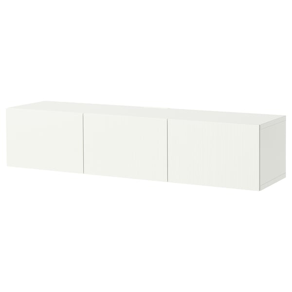 BESTÅ Mueble de TV con puertas, blanco/Förvaltare blanco, 180x42x38 cm