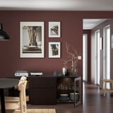 BESTÅ Solución Almacenamiento con cajones, negro-café Lappviken/Sindvik vidrio transparente negro-café, 180x42x65 cm